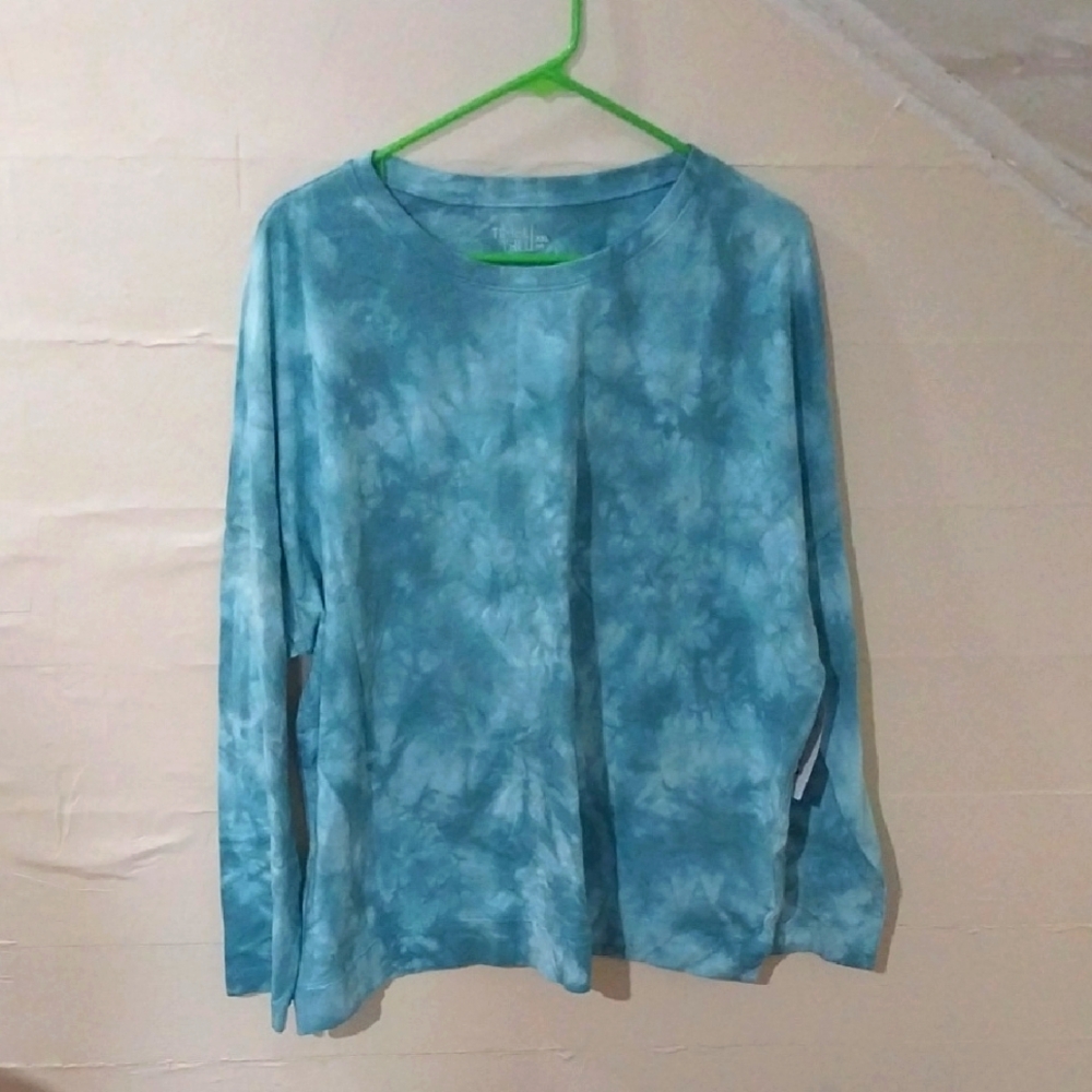 Blue Tie-Dye Long Sleeve Oversized Shirt